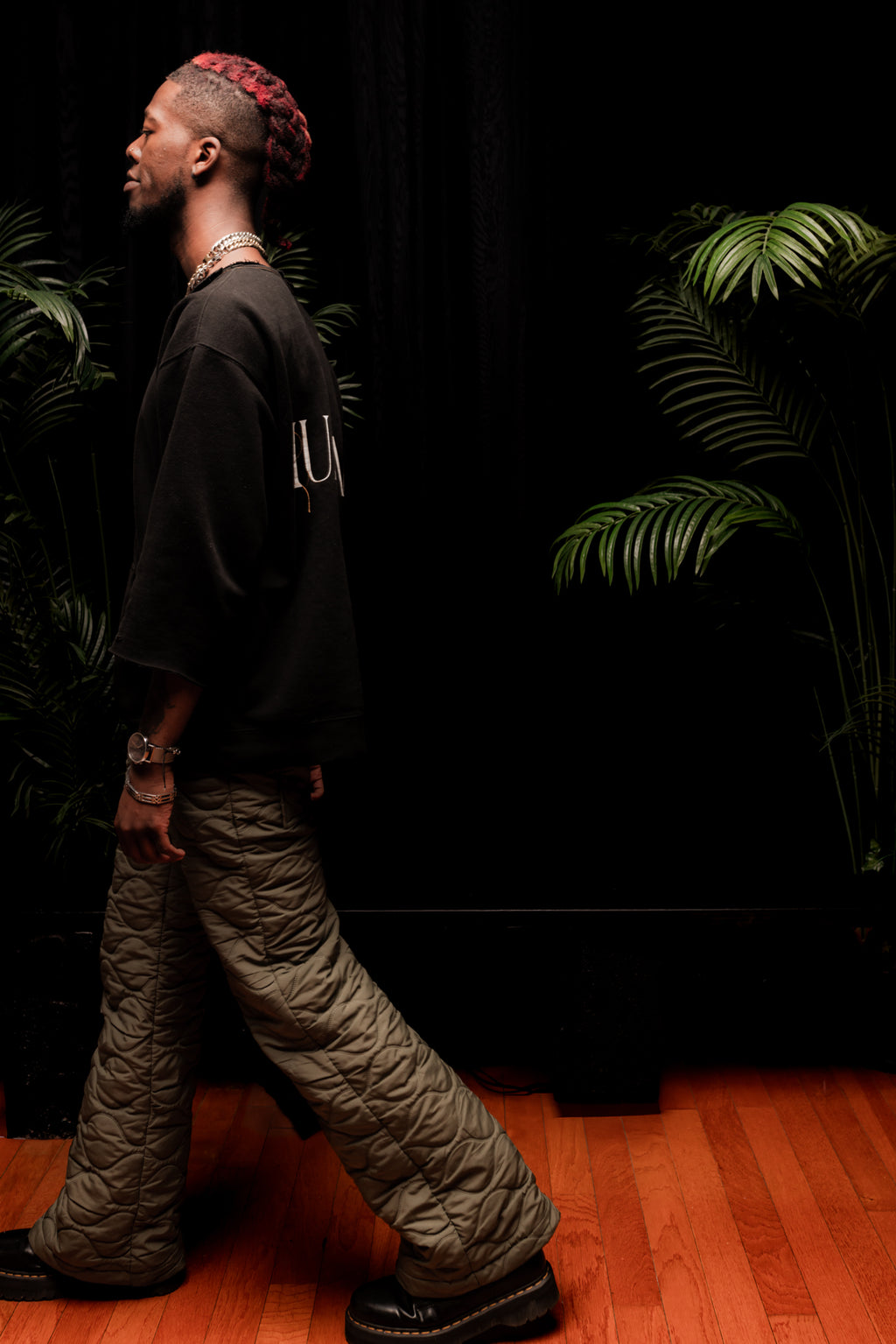 Forest Green Puffer Flair Pant