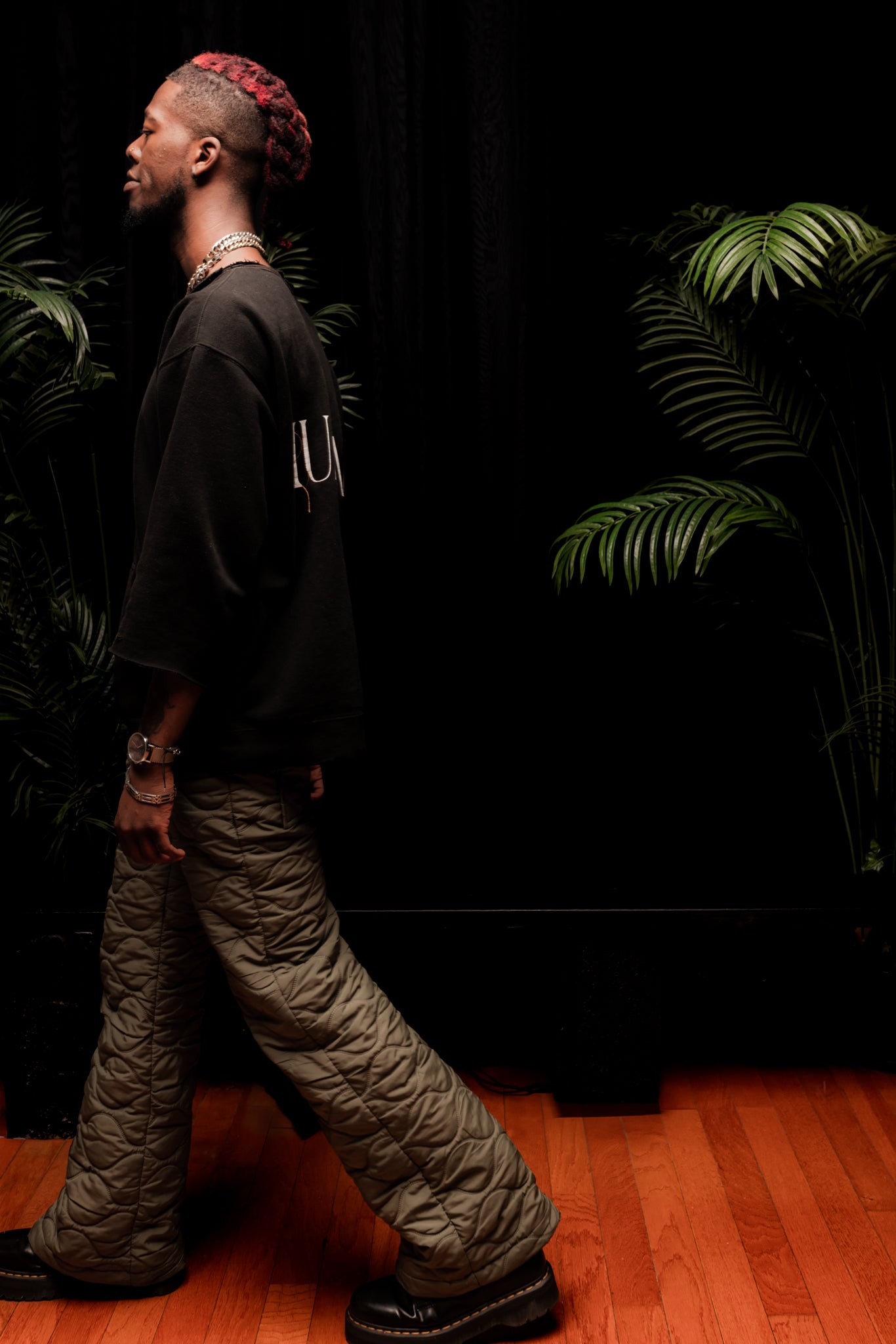 Forest Green Puffer Flair Pant